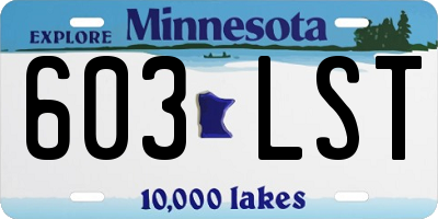 MN license plate 603LST