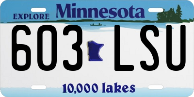 MN license plate 603LSU