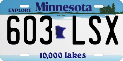 MN license plate 603LSX