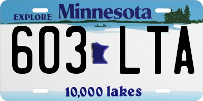 MN license plate 603LTA