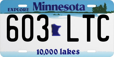 MN license plate 603LTC