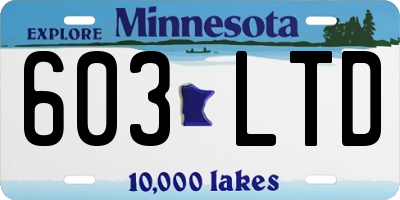 MN license plate 603LTD