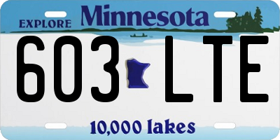 MN license plate 603LTE