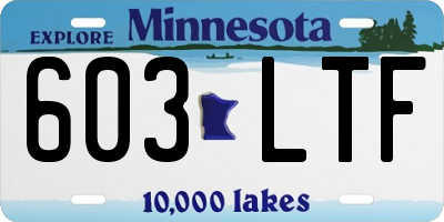 MN license plate 603LTF