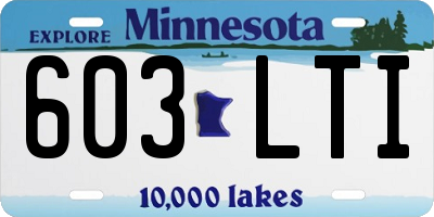 MN license plate 603LTI