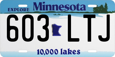 MN license plate 603LTJ