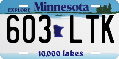 MN license plate 603LTK