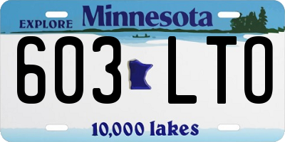 MN license plate 603LTO
