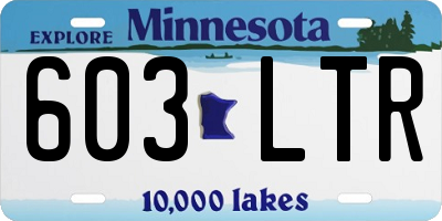MN license plate 603LTR