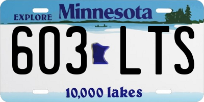 MN license plate 603LTS