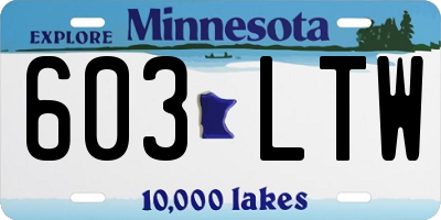 MN license plate 603LTW