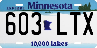 MN license plate 603LTX