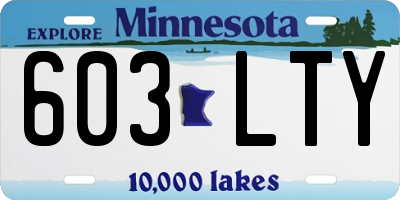 MN license plate 603LTY