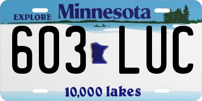 MN license plate 603LUC