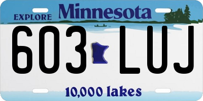 MN license plate 603LUJ