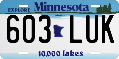 MN license plate 603LUK
