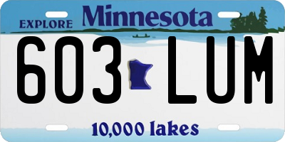 MN license plate 603LUM