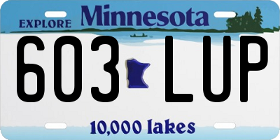 MN license plate 603LUP