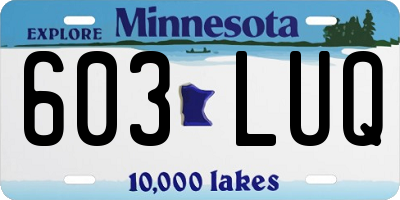 MN license plate 603LUQ