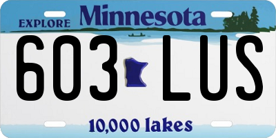 MN license plate 603LUS