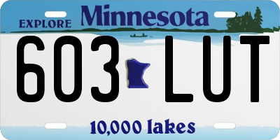 MN license plate 603LUT
