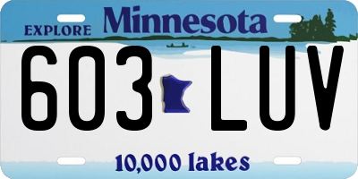 MN license plate 603LUV