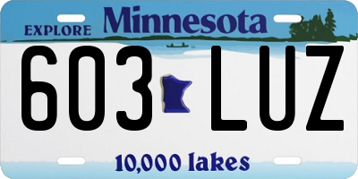 MN license plate 603LUZ