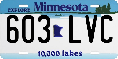 MN license plate 603LVC