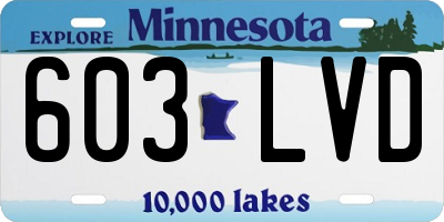 MN license plate 603LVD