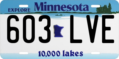 MN license plate 603LVE