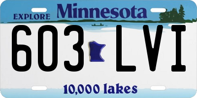 MN license plate 603LVI