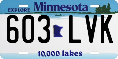 MN license plate 603LVK