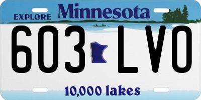 MN license plate 603LVO