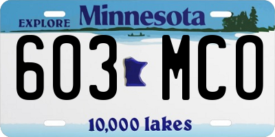 MN license plate 603MCO