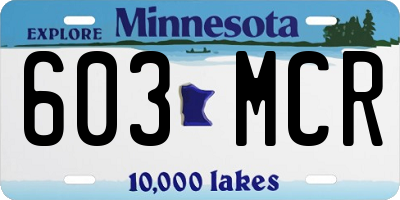 MN license plate 603MCR