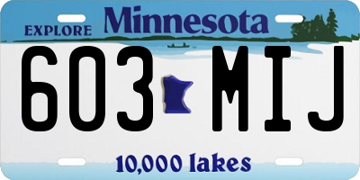 MN license plate 603MIJ