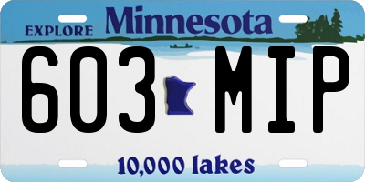 MN license plate 603MIP