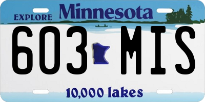 MN license plate 603MIS