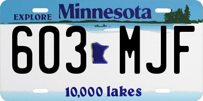 MN license plate 603MJF