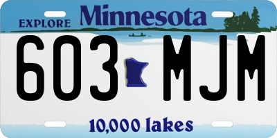 MN license plate 603MJM