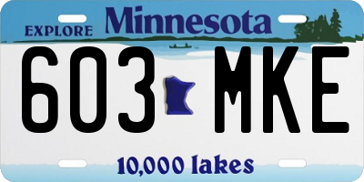 MN license plate 603MKE