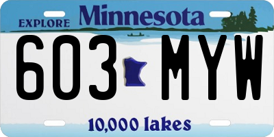 MN license plate 603MYW