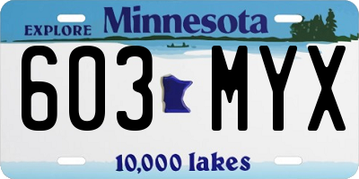 MN license plate 603MYX