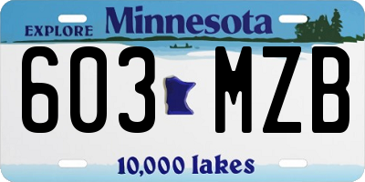 MN license plate 603MZB