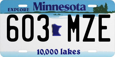 MN license plate 603MZE