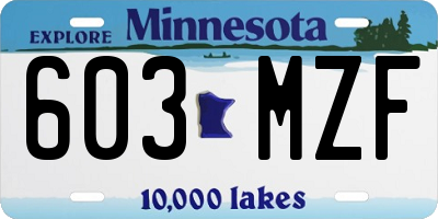 MN license plate 603MZF