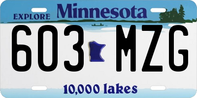 MN license plate 603MZG
