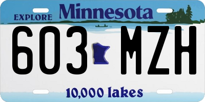 MN license plate 603MZH