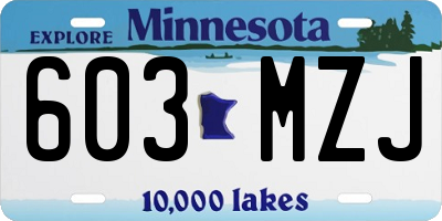MN license plate 603MZJ