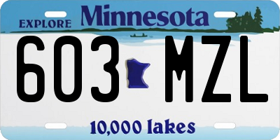 MN license plate 603MZL